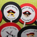 Personalized Pirate Party Cupcake Party Toppers -..