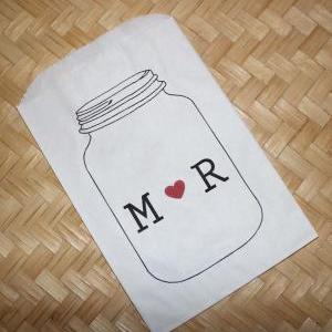 50 Mason Jar Wedding Personalized Candy Buffet..