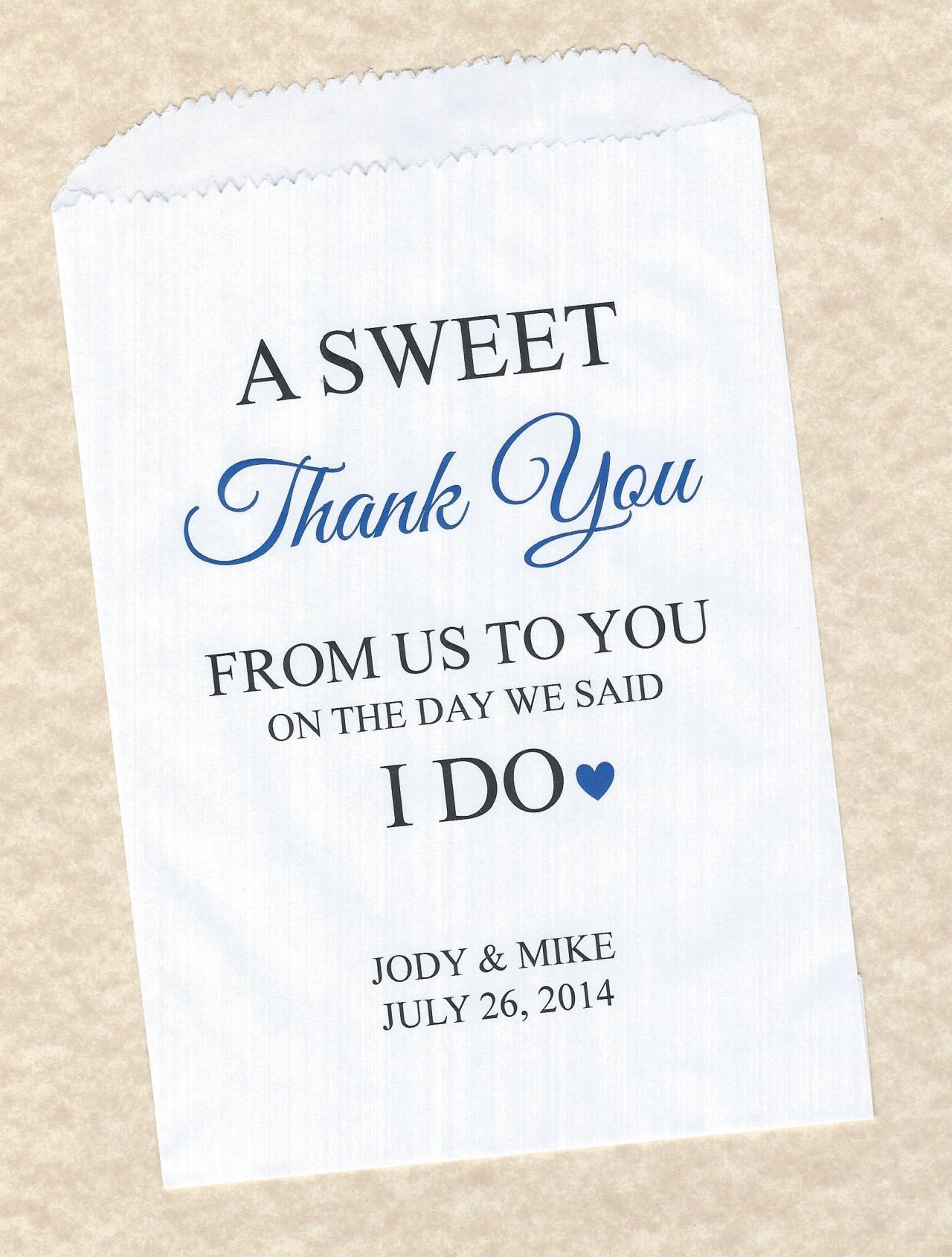 50 Sweet Thank You Wedding Personalized Candy Buffet Party Favor Bags - Personalized Paper Bags