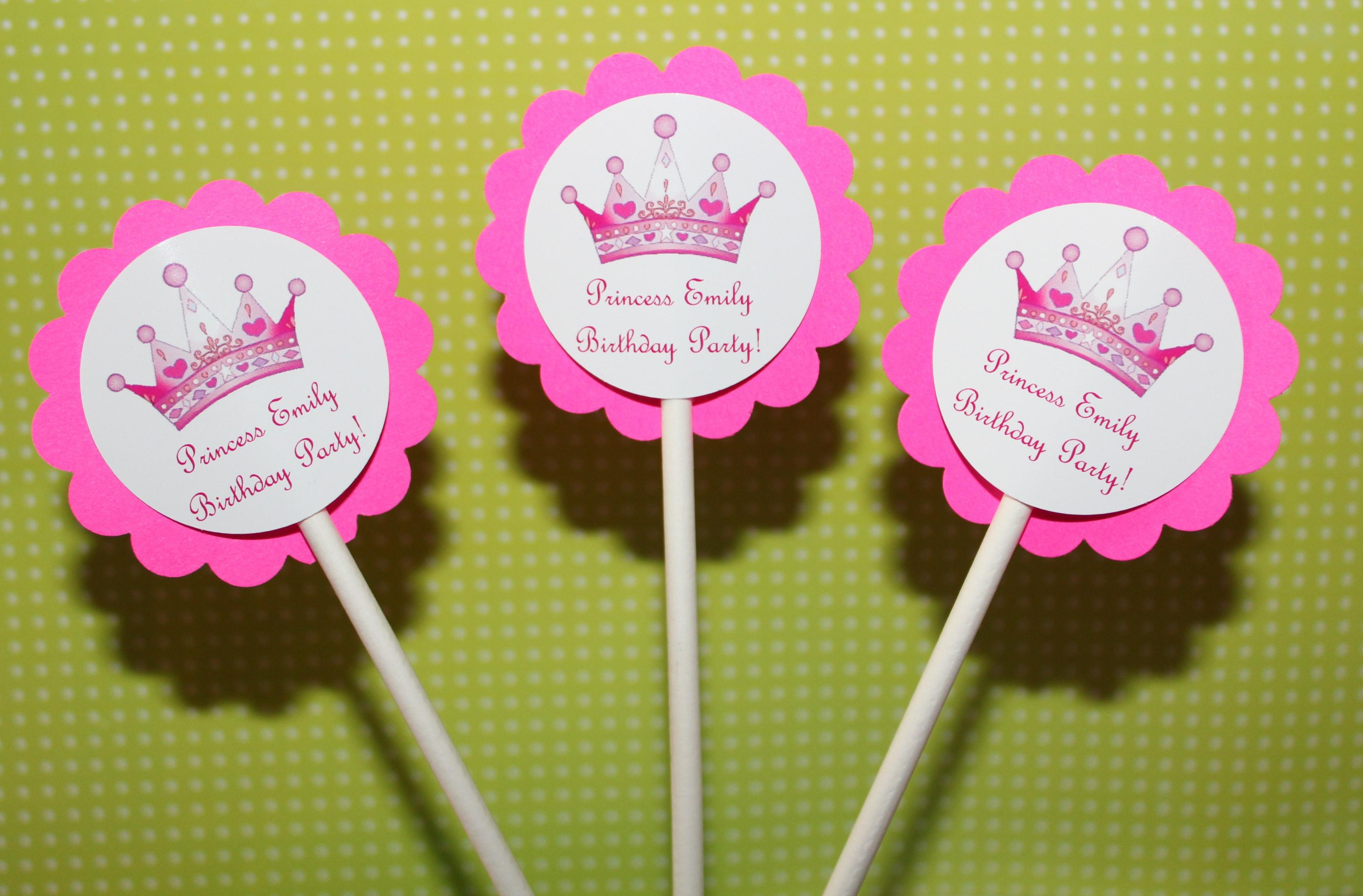 Personalized Princess Crown Party Cupcake Party Toppers Custom on Luulla