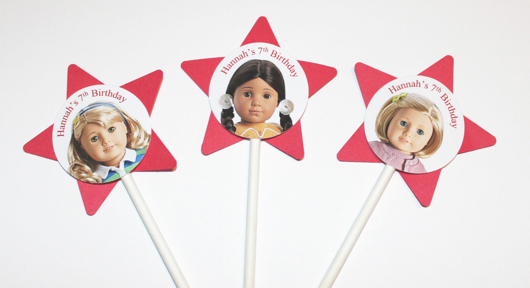 Personalized American Girl Doll Cupcake Party Toppers Picks on Luulla